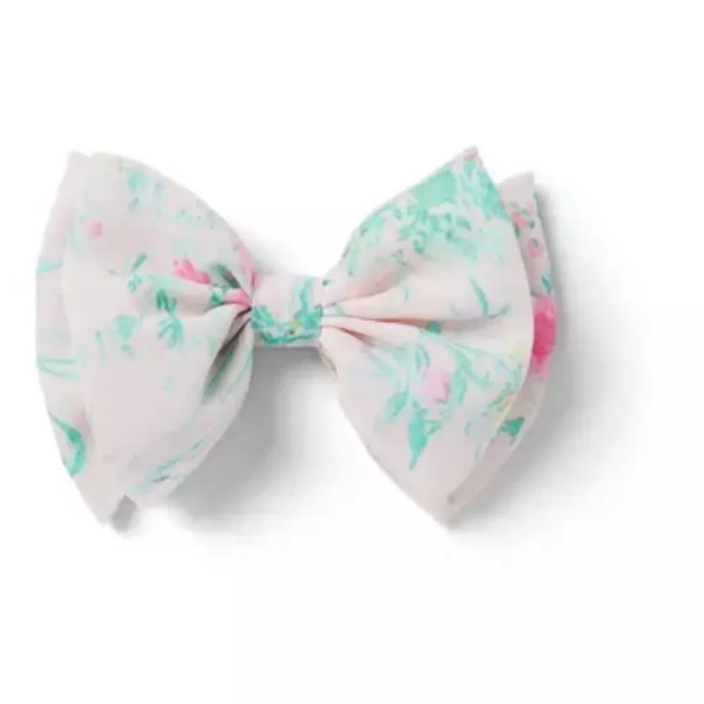 Janie and Jack Bunny Pink floral bow barrette New with tags one size